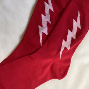 Red and White Flash Lightening Bolt Socks