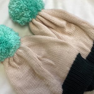 Cream, Black, Seafoam Pom Pom Beanie