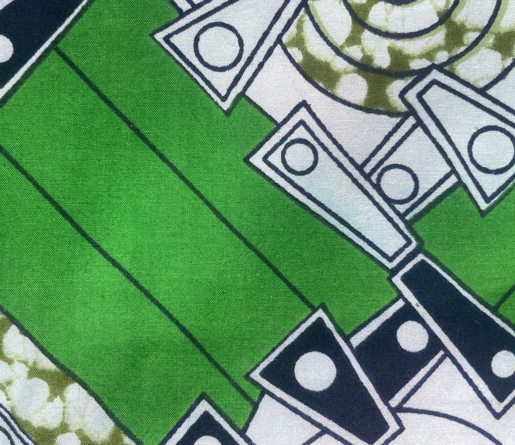 African Green, White, Navy, Yellow Geometric